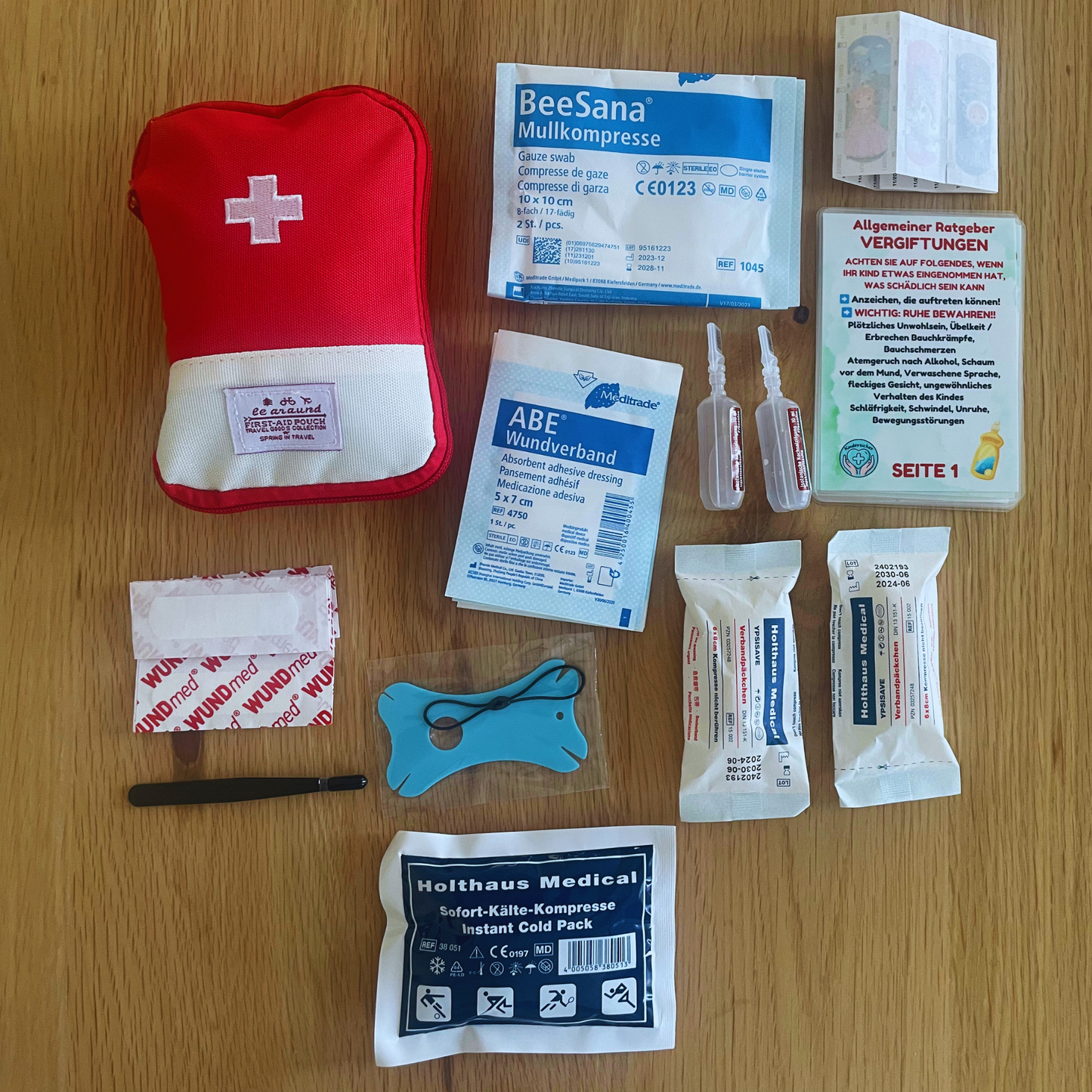 Kindernotfalltasche – Erste Hilfe für unterwegs - ROT - 30 teilig