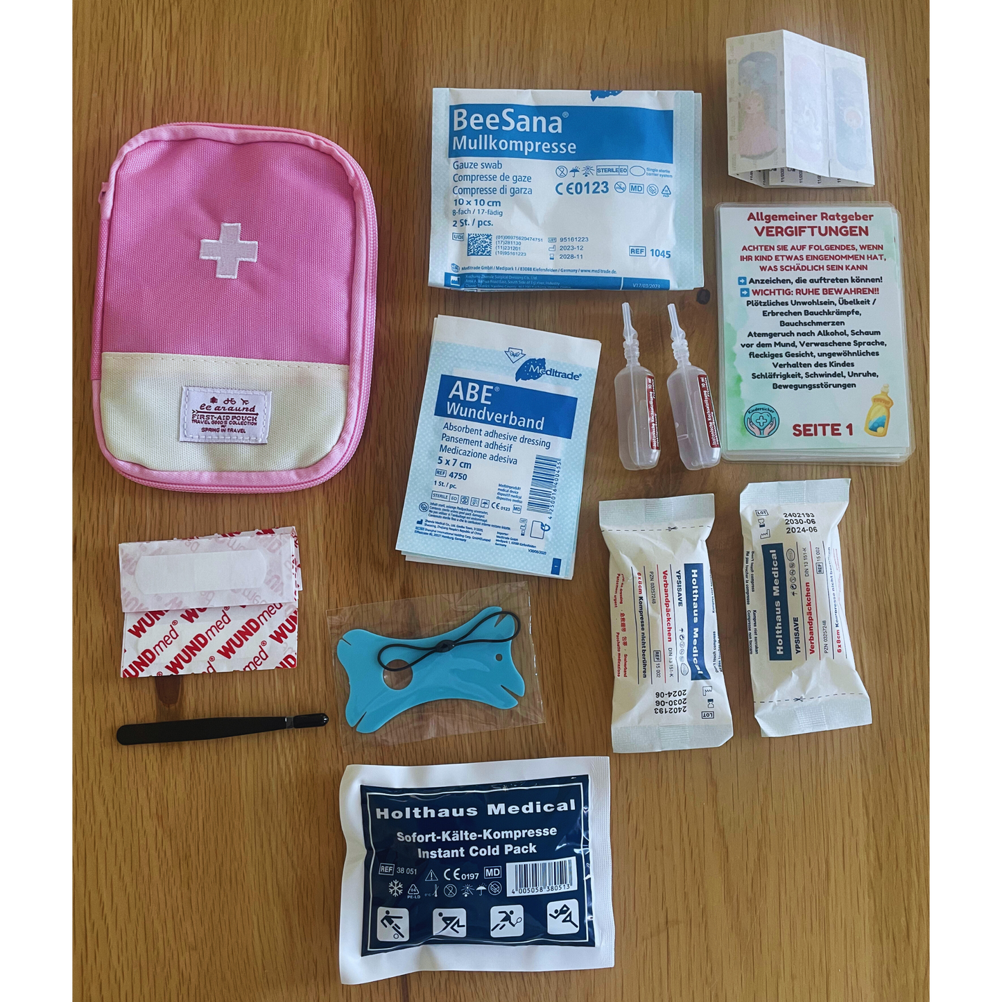Kindernotfalltasche – Erste Hilfe für unterwegs - ROSA - 30 teilig